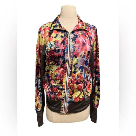 Skechers Floral Print Zip Up Running Jacket Windbreaker Womens Small Athlesure - Picture 1 of 8
